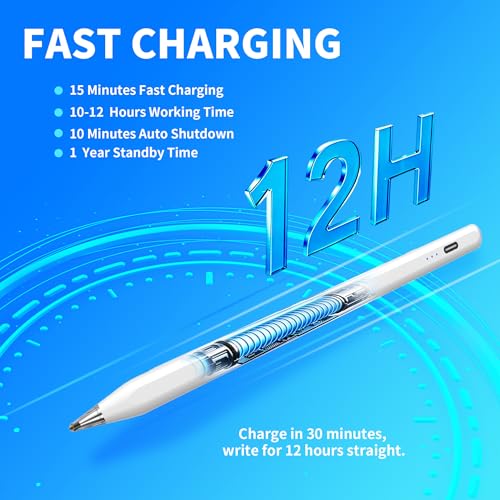 Galaxy Tab A11+ Stylus Pen for Samsung Table A11/A9+/A9 Drawing Stylus for Android Tablets, Precise Writing Pencil,Fast Charging,Auto Sleep,Button on/Off (White) - color: white