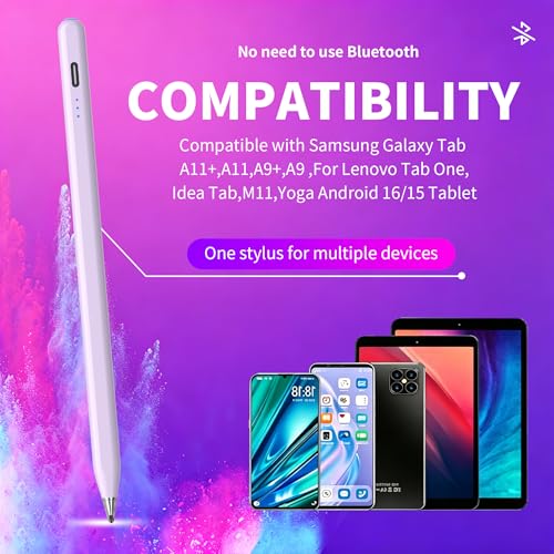 Digital for Android Tablets Stylus Pen for Samsung Galaxy Tab A11+Plus/A11/A9+/A9 Pencil,Accurate Without delay，One-Click Power On/Off,+2Nibs&Long Battery Life (Purple) - color: Purple