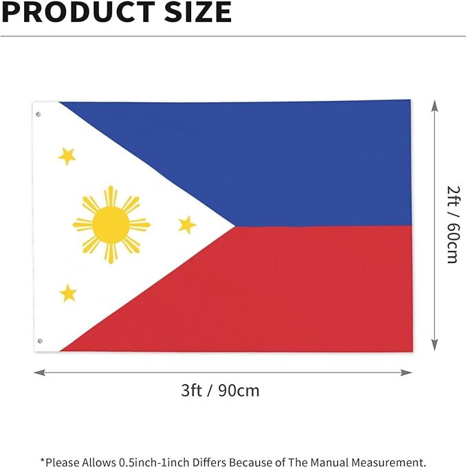Philippines Philippinese Flag Garden Yard House 2x3 ft Flags Double Sided Print Banner Indoor Outdoor Party Home Decorations for Boat Dorm House Balcony