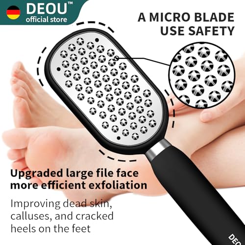 DEOU Metal Foot File SStainless Dead Skin Callus Remover for Dead Skin Professional Secure Foot Scrubber Heel Scraper Cracked Heels Repair Pedicure Tools for feet