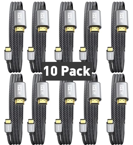 UANTIN USB C to HDMI Cable 3Ft for Home Office 4K High-Speed 10-Pack | USBC to HDMI Cord [Thunderbolt 3/4/5 Compatible] with MacBook Neo, Galaxy S9 to S25, iPhone 17 Pro/Max, iPad Pro, Surface - size: 3FT, style: 10 Pack