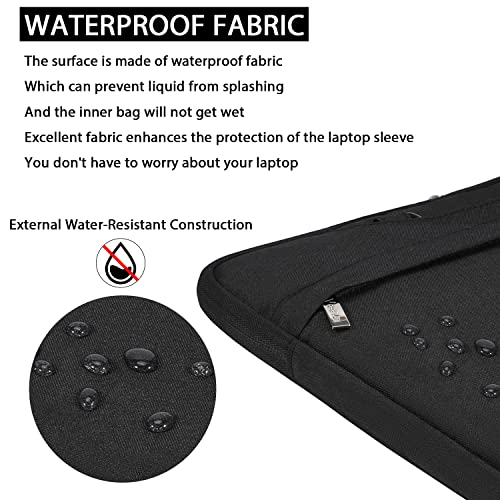 Voova Laptop Case 13 14 15 16 17 Inch with Shoulder Strap, Waterproof Laptop Bag Sleeve Slim Briefcase - color: Black, size: 15-16 inch