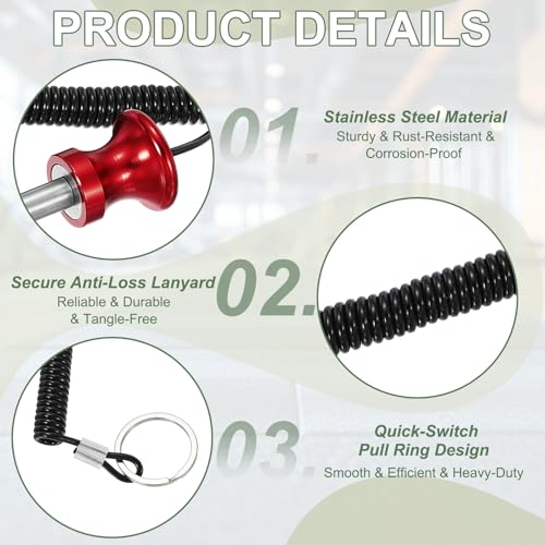 Weight Stack Pin, Weight Gym Pin Strength Training Equipment Replacement with Pull Rope for Commercial Home - color: Red, size: 0.4 x 4.7 Inch