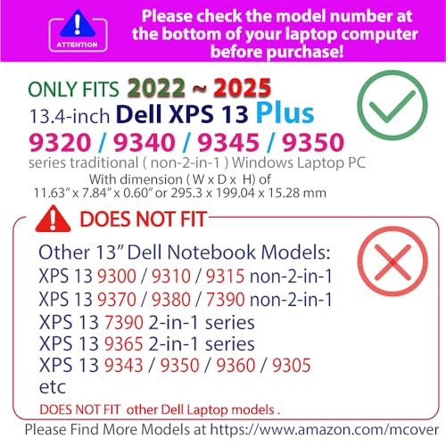 mCover Case ONLY Compatible for 2022-2025 13.4" Dell XPS 13 Plus 9320 9340 9345 9350 Series Traditional Windows Notebook PC (NOT Fitting Other Dell Models) - Purple - color: Purple