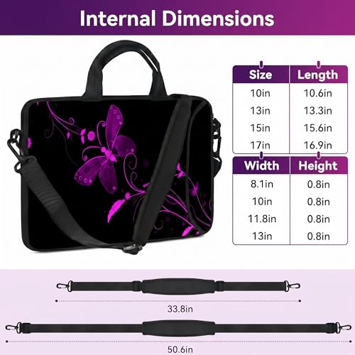 11 11.6 12 12.5 13 inches Case Laptop/Chromebook/Notebook/PC Tablet Travel Case Neoprene Handle Sleeve with Shoulder Strap (11-13.3 inch, Nice Butterfly) - color: Nice Butterfly, size: 11-13.3 inch