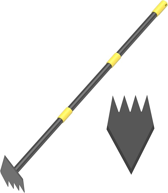 Dual Headed Weeding Tool, Long Handle for Loosening Soil Weeding Digging with Heavy Duty Stainless Steel Manual Weeder Hoe Garden Tool 17-45 inch Metal Black