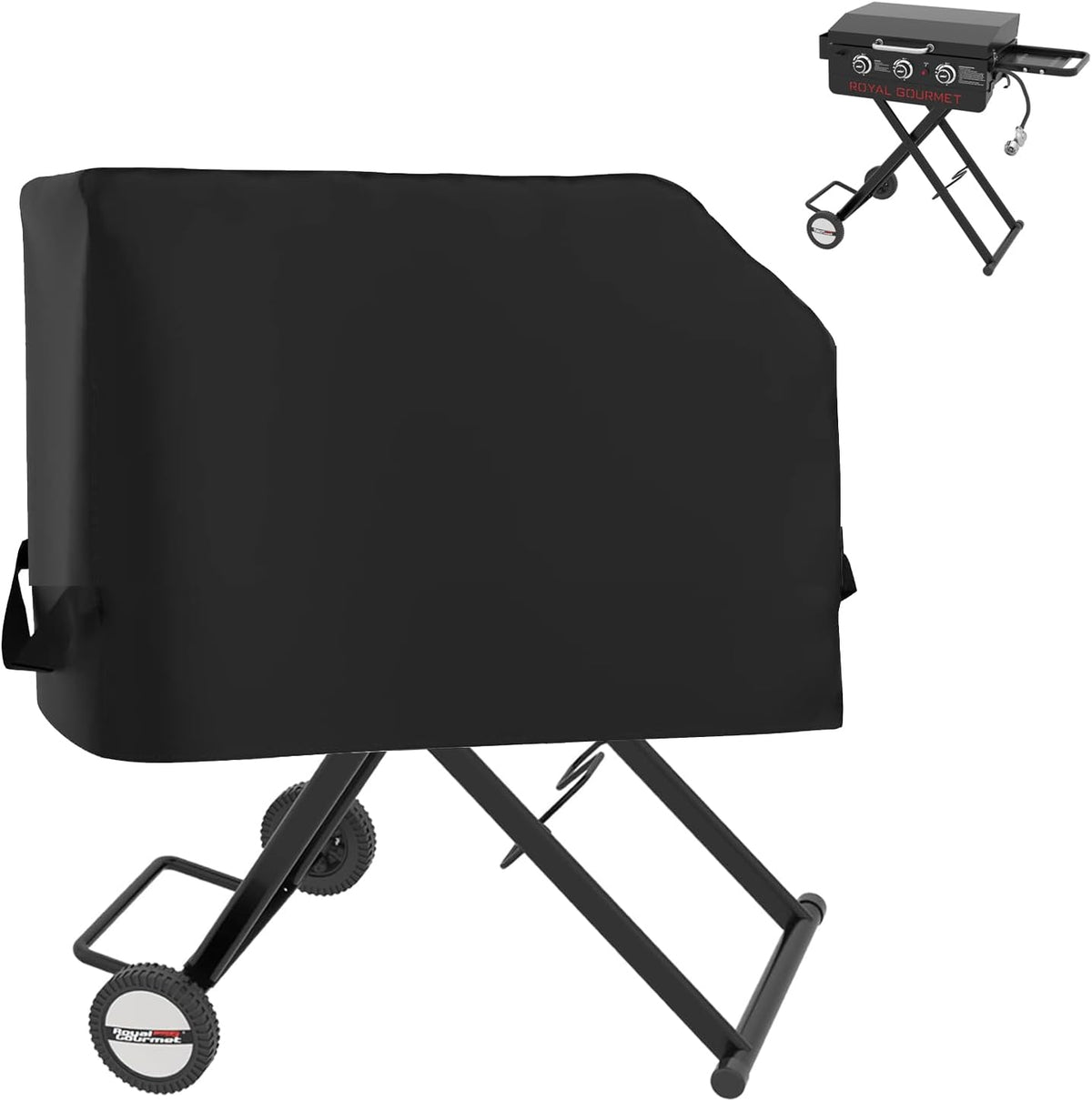 Griddle Cover for Royal Gourmet PD3001 3-Burner Propane Gas Griddle with Collapsible Stand, 600D Heavy Duty Wateproof UV Protected Cover for Scissor Legs Griddle, 44" x 24" x 30"