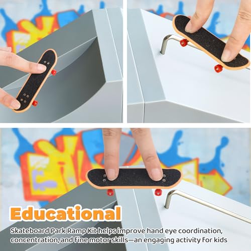 DYNWAVE Mini Finger Skateboard Ramp Gifts Finger Toy Multifunctional Training Props Hand Eye Coordination Accessories Sturdy Portable, Ramp - size: Ramp