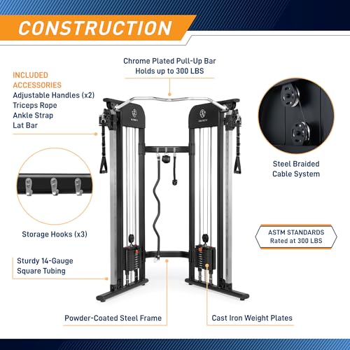 Marcy Strength Training Multi-Functional Trainer with 200 lb Weight Stacks, 2:1 Ratio Cable Pulley Station Home Gym System MFT-942