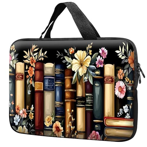 Laptop Sleeve with Handle 15.6 Inch, Waterproof Laptop Case Bag, Flower Book Pattern Design Computer Sleeve Compatible with MacBook Air, Pro, HP, Dell, Lenovo, ASUS - color: Flower Book, size: 15inch(15-15.6")