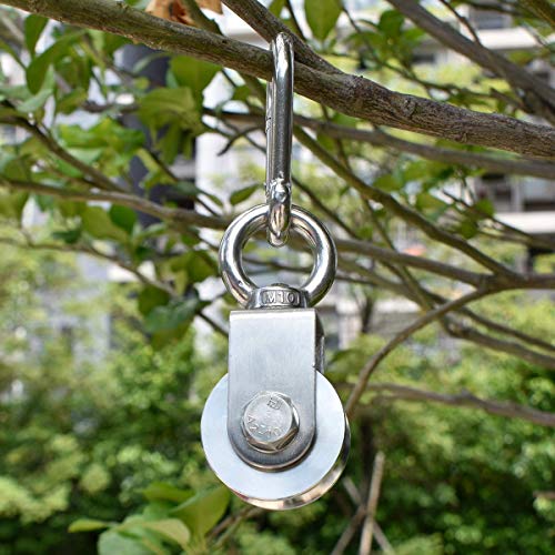 Pulley Wheel Stainless Steel Duplex Bearing Super-Silent Detachable 360 Degree Rotation Pulley System Gym Loading 500KG - size: 107mm