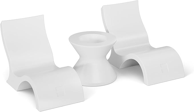Ledge Lounger Signature Lowback Chair Set - Two Chairs - Ice Bin Side Table - in-Pool - On-Deck - Water Depths 0-9” - All Types - Resin Water Chairs - Pool, Sundeck, Outdoor Patio