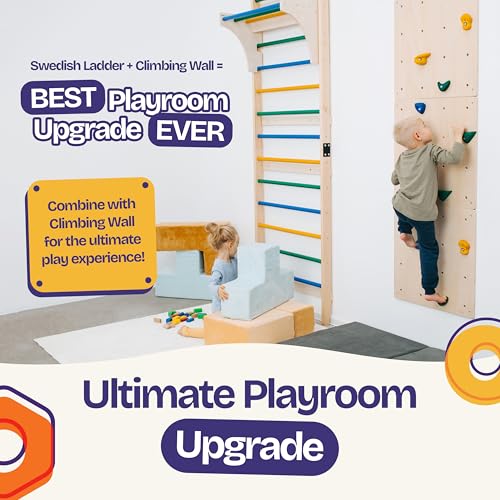 ComfyBumpy Swedish Ladder with Convertible Play Table | Montessori Climbing Set for Kids, Indoor Playground & Jungle Gym - Wall Climbing Toy for Active Play & Table | 400lbs Capacity (Set of 1)
