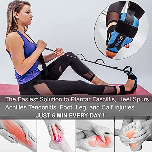Foot and Leg Stretcher. Stretching Strap Loops for Plantar Fasciitis, Heel Spurs, Foot Drop, Hamstring, Quads. Improve Strength, Stretches, Achilles Tendonitis Stretch and Calf Pain Relief - color: Red