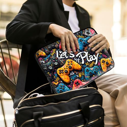 Laptop Sleeve with Handle 17 Inch, Waterproof Laptop Case Bag, Play Games Pattern Design Computer Sleeve Compatible with MacBook Air, Pro, HP, Dell, Lenovo, ASUS - color: Play Games, size: 17inch(16-17.3")