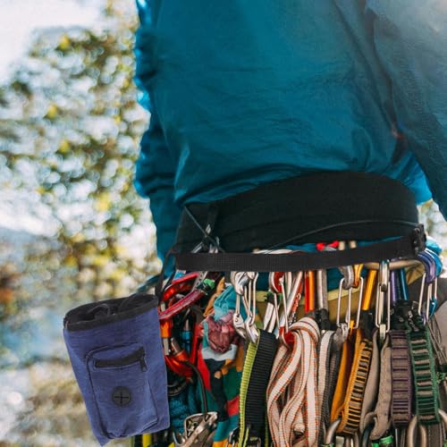 Happyyami Rock Climbing Chalk Bag with Waist Belt and Drawstring Closure, Anti-Slip Chalk Holder for Bouldering and Gymnastics, Outdoor Climbing Storage Pouch in Navy Blue