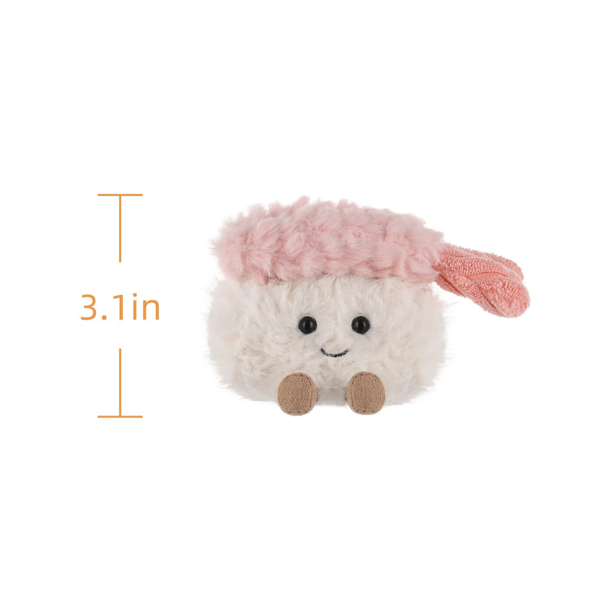 Apricot Lamb Plush Food Soft Stuffed Animals Plush Toys Shrimp Sushi 3.1''