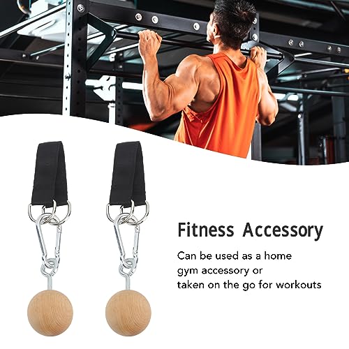 Pull Up Ball Grip, Wooden Non-Slip Rock Climbing Holds Pull Up Power Ball with Straps for Strength Training Attachment