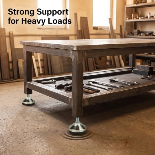 Heavy Duty Leg levelers ， Leveling Legs 2.36" Dia Base,Adjustable feet levelers M12 Thread, 1300 Lb Capacity,Capacity for Workbench, Machine, Cabinet (D60xM12x50,4 Pcs, Black) | 2.36" Dia Base,for Shelving,Workbench, Machine, Cabinet ,Furniture(Black) - s