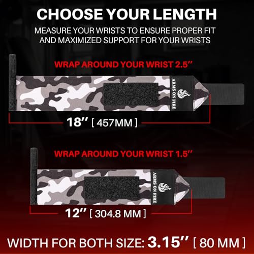 TECEUM Elastic Cotton Weightlifting Wrist Wraps with Thumb Loops, 1 Pair - color: Black Camo, style: 18" – Beast Mode