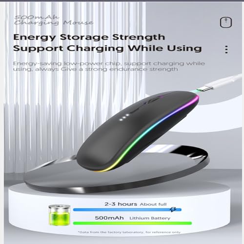 Guiheng Wireless Bluetooth Mouse,LED Dual Mode Rechargeable Silent Slim Laptop Mouse,Portable(BT5.2+USB Receiver) Dual Mode Computer Mice,for Laptop,Desktop Computer,ipad Tablet,Phone,TV (Grey) - color: grey