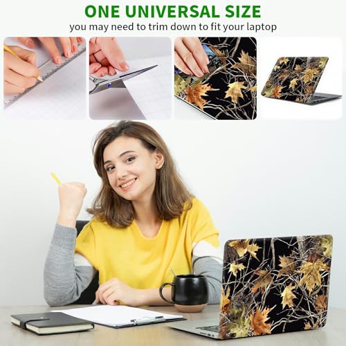 Laptop Skin Sticker Decal, Universal Protective Cover Fit 12 13 14 15.6 Inch Notebook, Reusable Water-Resistant Vinyl Decal w/ 2 Wrist Pads for Business Travel Office, Forest Leaves - color: Forest Leaves