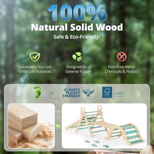 10-in-1 Pikler Triangle Set, Climbing Toys for Kids Emerald Forest - color: Emerald Forest