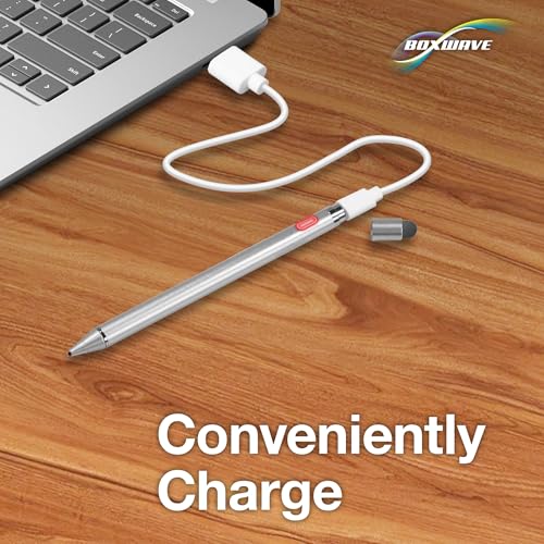 BoxWave Stylus Pen Compatible with EYY 2 in 1 Laptop Computer Model Yoga 3200U (15.6 in) - AccuPoint Active Stylus, Electronic Stylus with Ultra Fine Tip - Metallic Silver