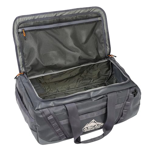 Cascade Mountain Tech 60L Duffle Bag, Convertible Travel Duffel Bag for Men Women, Water Resistant & Tear Resistant - color: Lava Smoke Grey