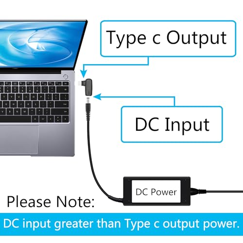 90 Degree 100W DC 2.5mm x 0.7mm Power Adapter, Input 15 - 20.5V, PD Chip | Right Angle DC 2507 Female to USB Type C Male PD Plug, Built in PD Intelligent Chip Quick Identification V/A, for USB C Port - style: DC 2507 Female to USB Type c Male - 100W