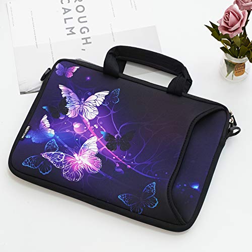 10 inch Messenger Bag Carrying Case with Handle Accessory Pocket Fits 7 to 10-Inch Laptops/Notebook/Kids Tablet (7-10.2 inch, Butterflies) - color: Butterflies, size: 7-10.2 inch