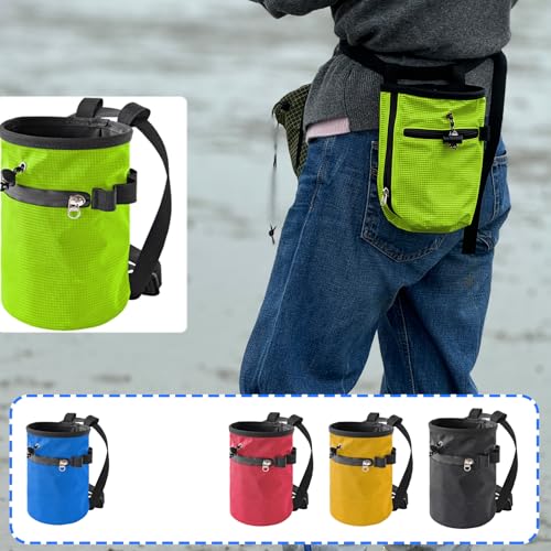 Rock Climbing Chalk Bag with Brush & Zippers Pockets Adjustable Bouldering Chalk Bag Bucket for Gym Climbing Gymnastic - color: Painted black
