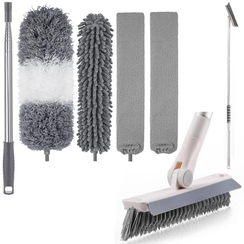 Dusters for Cleaning and Grout Brush with Long Handle Kit