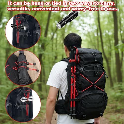 8 Pack Backpack Hiking Stick Holders, Backpack Accessories Gear Bungee Straps, Climbing Stick Holder Elastic Rope Fasteners Lanyard Fixing Buckle for Trekking Pole Walking Camping Equipment (4 Colors)