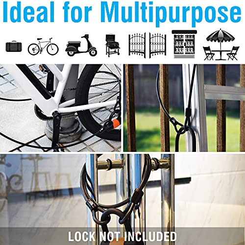 Security Steel Cable - 3/8 inch (10 mm) Thick (4', 7', 15', 20' or 30') Vinyl Coated Braided Steel Cable with Double Sealed Looped Ends for U-Lock, Padlock, Disc Lock (4 FT) - color: 4 FT