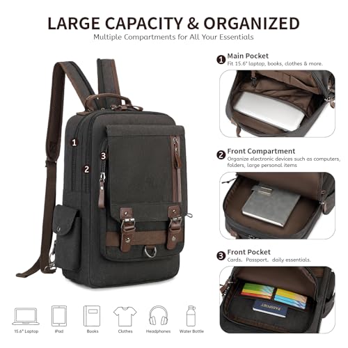 mygreen Canvas Cross Body Messenger Bag Shoulder Sling Backpack Travel Rucksack - color: Black Xl-zipper Shoulder, size: X-Large