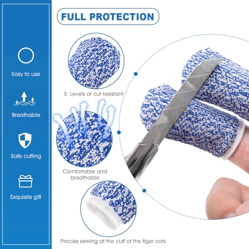 9 Pcs Finger Guard Set for Cutting Includes 4 Stainless Steel Cutting Protector 2 Adjustable Safe Thumb Guard 2 Finger Cot Scallion Cutter Shred Silk Knife to Avoid Hurting When Slicing and Chopping