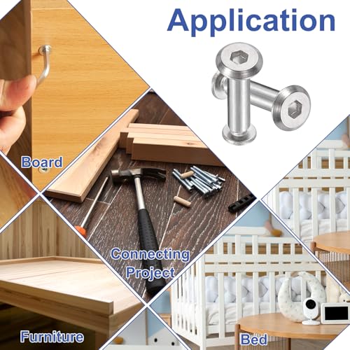 PATIKIL M6x6mm Hex Chicago Screws 8x75mm, 5Pcs 304 Stainless Steel Metric Hex Drive Socket Cap Binding Post Screw Posts for Scrapbook Leather Belt Album Furniture Repair, Silver - size: M6x6mm, 8x75mm