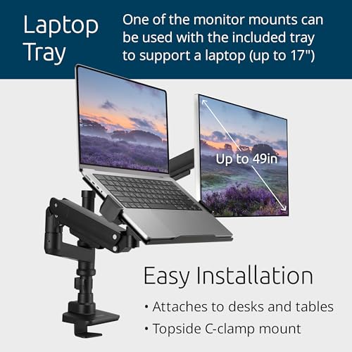 Kensington SmartFit Premium Heavy Duty Dual Monitor Arm with Laptop Tray