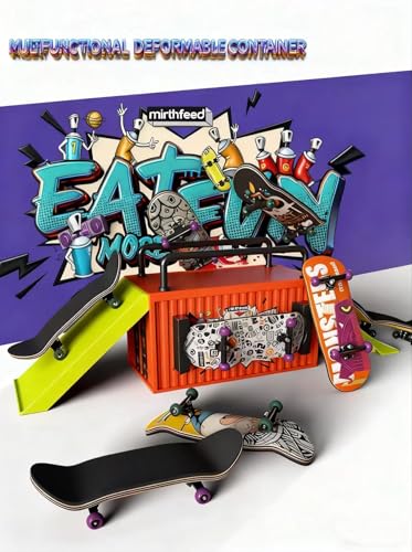 Lently Wood Fingerboards+Truck Set, 100mmL*30mm Mini Fingerboards and Multifunctional deformable Container (Logo) - color: Logo