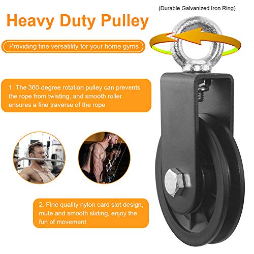 Cable Pulley - 3.54 In/90 mm 360 Degree Rotation Traction Wheel, Strong Bearing Capacity Pulley System for Home Gym and Lift Cable Machine - 2 Pack