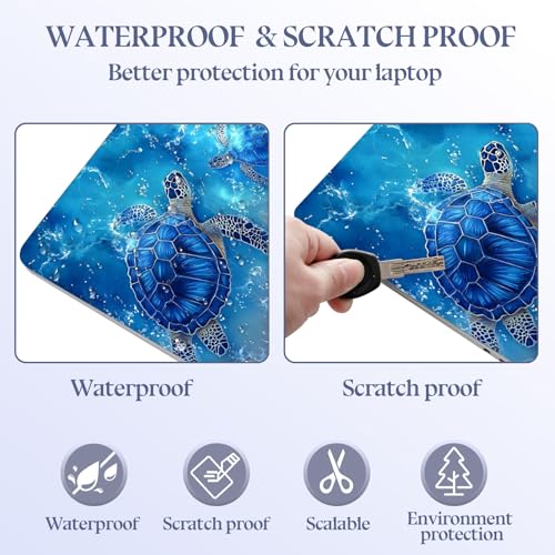 Universal Laptop Skin Sticker Decal,15.6 Inch Laptop Vinyl Cover for 13" 14" 15.6" Laptop,Scratch-Resistant Waterproof Protector Wrap,Reusable with Wrist Pads,Blue Ocean Turtles - color: Blue Ocean Turtles