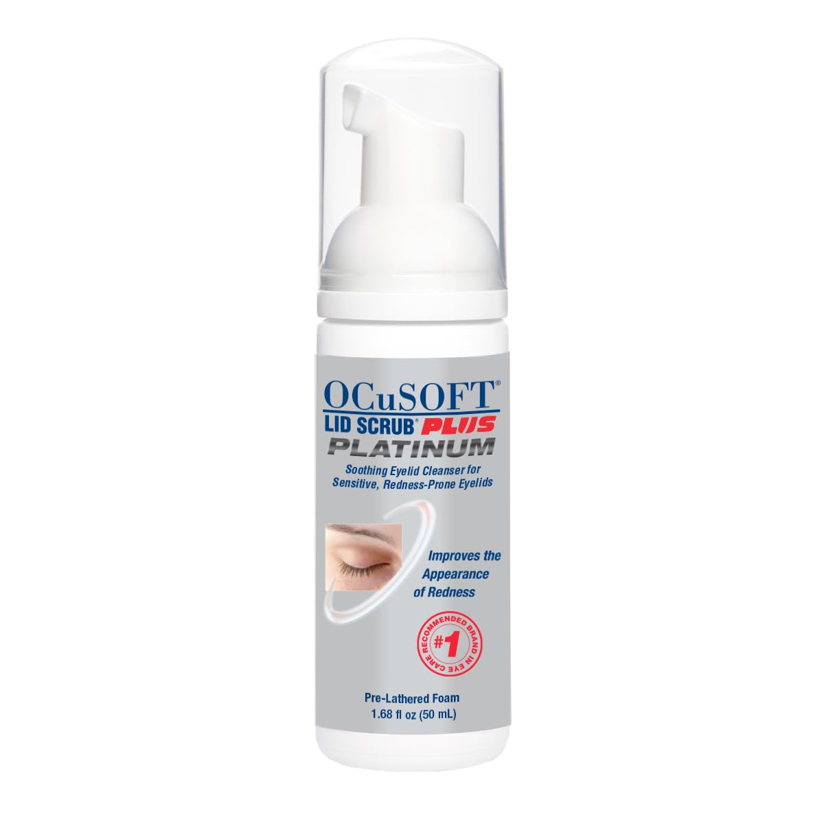 OCuSOFT Lid Scrub PLUS Platinum Foaming Eyelid Cleanser – 50 mL Foam Pump