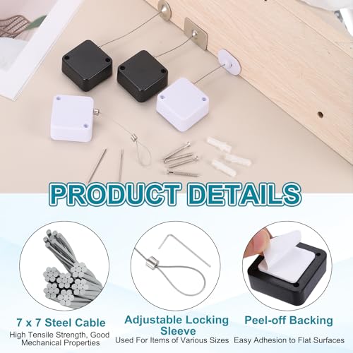 PATIKIL Retractable Remote Control Cable Tether (3.3ft / 1M, Black)(5 Set) Square Remote Control Security Lanyard Lock Adjustable Locking Leash with Rope Locks, Suit for - TV/Tablets - color: Black, size: 3.3ft