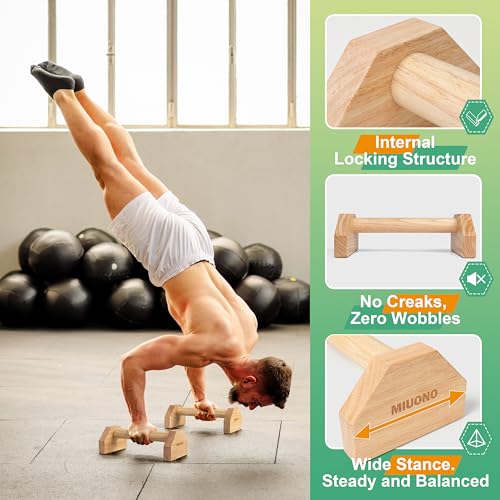 Parallettes Push Up Bar for Floor Dip Workout and Strength Training and 4 Pack 2.3oz Chalk Ball with Refillable Chalk Socks Bundle