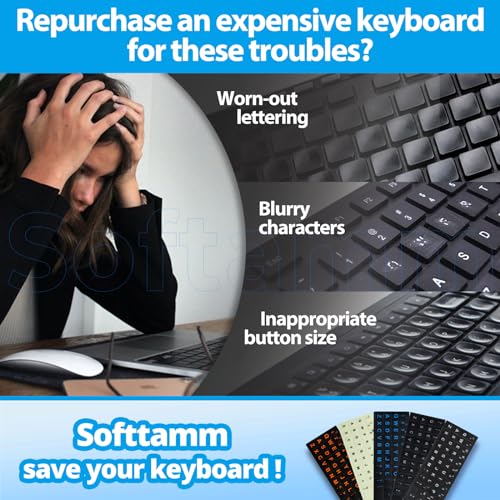 English Keyboard Stickers,[5 in 1] Replacement English Keyboard Letters Sticker with White Font on Black Background Universal for Laptop Desktop Computer,Matte Alphabet Sticker - color: White Letter