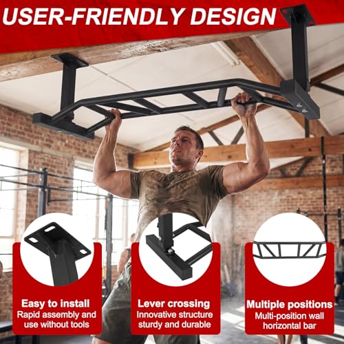 Generic 47 Inch Ceiling Mounted Pull Up Bar Adjustable Height&Supports to 600 Lbs Heavy Duty Multi-Grip Chin Up Bar for Home Gym and Strength Training