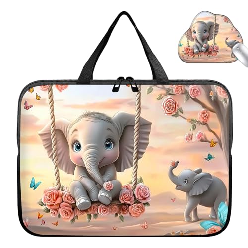 Laptop Bag 12 Inch,Resistant Shockproof Laptop Sleeve Case Protective Cover Carrying Case with Handle Compatible for HP Dell Lenovo Acer Asus Notebook Computer,Baby Elephant Swing - color: Baby Elephant Swing, size: 11-12.5 in