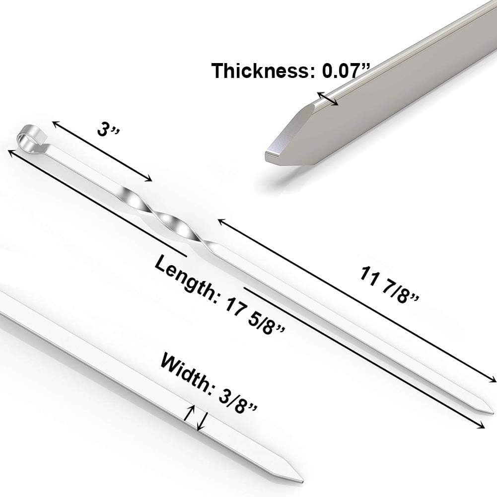 Shish Kabob Skewers, Kebab Skewers 17.7" Stainless Steel Reusable Flat BBQ Sticks for Meat Chicken Shrimp and Vegetable(10-Pack)