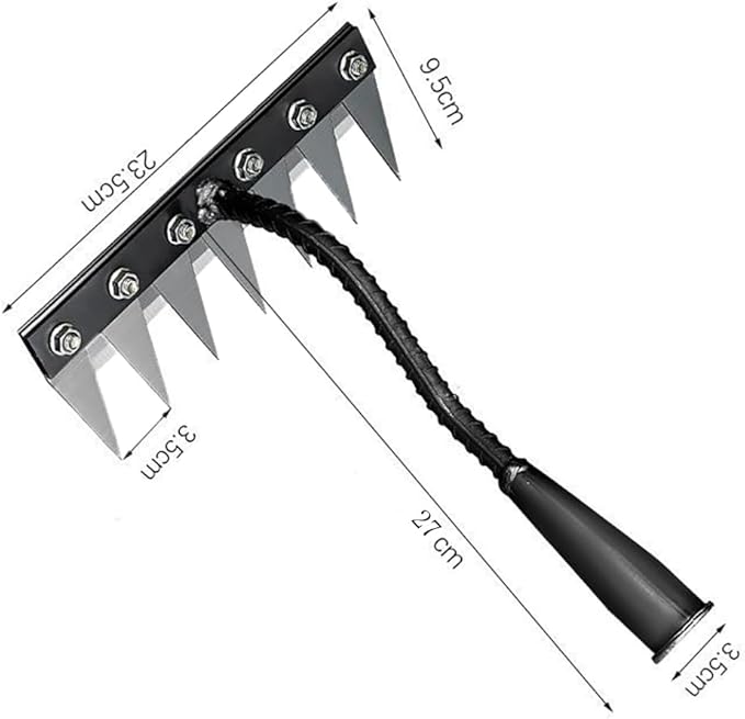 Gardening Hand Weeder Tool,Manual Weeder Tool with Detachable Blades, 4 Sizes High Carbon Steel Dual-Edge Design for Farm Garden Lawn Weed Removal, Soil Cultivation & Root Extraction (7 Tines)